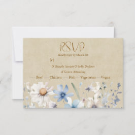 Cartão RSVP Confirmação de Presença Blue Wildflower