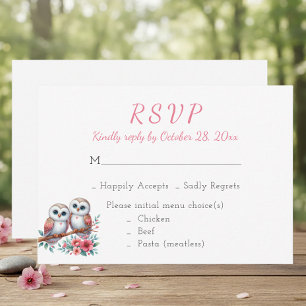 Cartão RSVP Confirmação de Presença Casamento Boho Coruja Flor