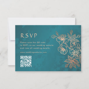Cartão RSVP Confirmação de Presença Casamento Rosa Dourado Flo