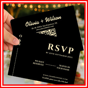 Cartão RSVP Confirmação de Presença com QR Code para Casamento