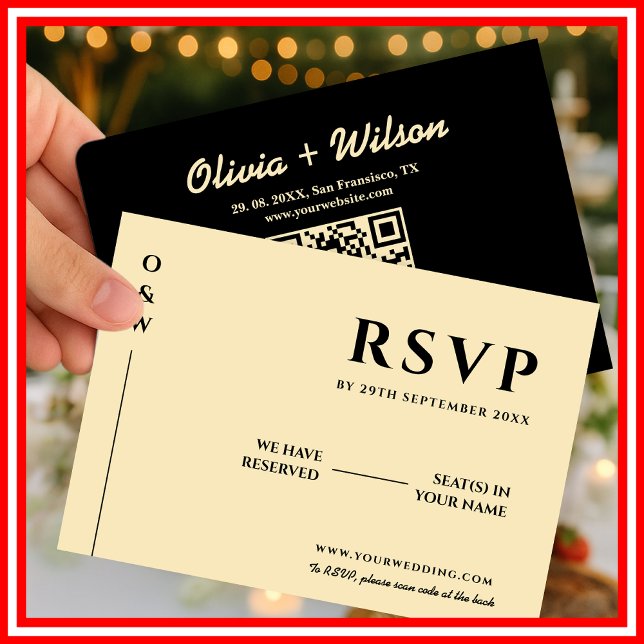 Cartão RSVP Confirmação de Presença com QR Code para Casamento (Criador carregado)