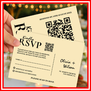 Cartão RSVP Confirmação de Presença com QR Code para Casamento