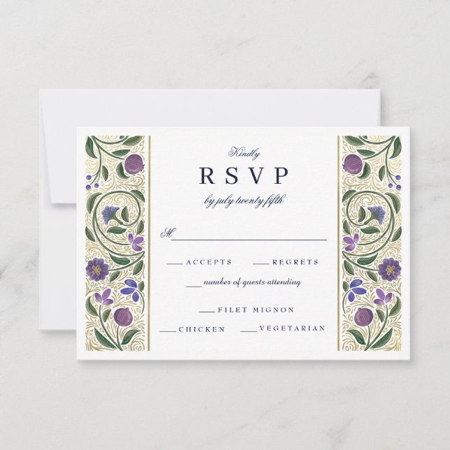 Cartão RSVP Confirmação de Presença de Casamento com Bordas Il (Frente)