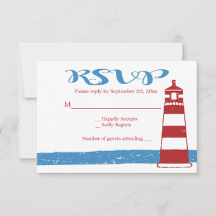 Cartão RSVP Confirmação de Presença de Casamento Náutico Farol