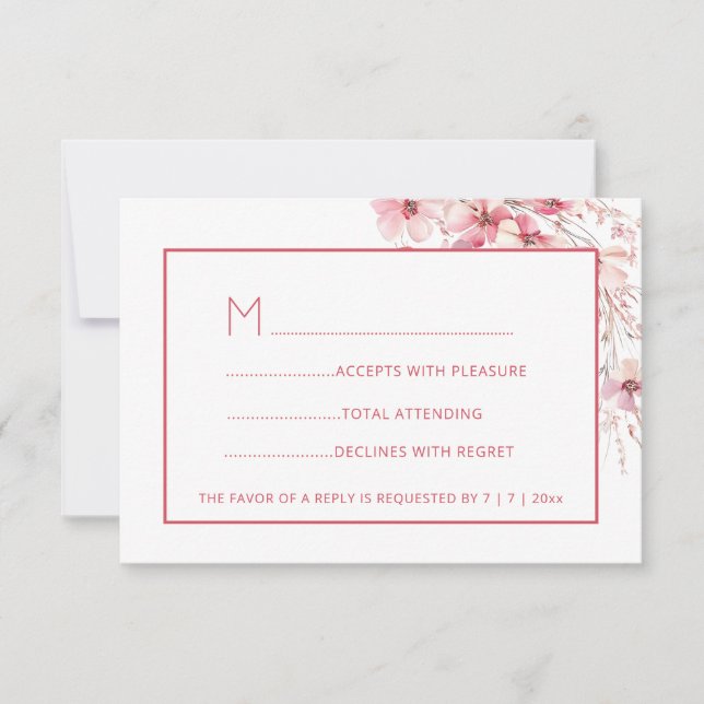 Cartão RSVP Confirmação de Presença de Flores Silvestres Boho  (Frente)