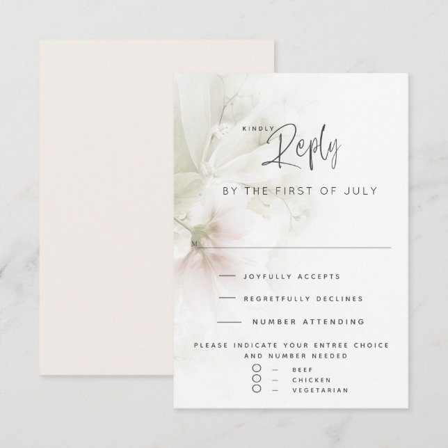 Cartão RSVP Confirmação de Presença no Casamento | Flores de P (Frente/Verso)