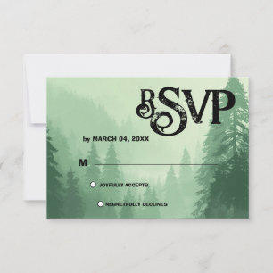 Cartão RSVP Confirmação de Presença no Casamento na Floresta V