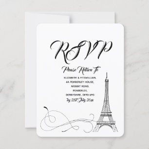 Cartão RSVP Confirmação de Presença no Casamento Parisiense Do