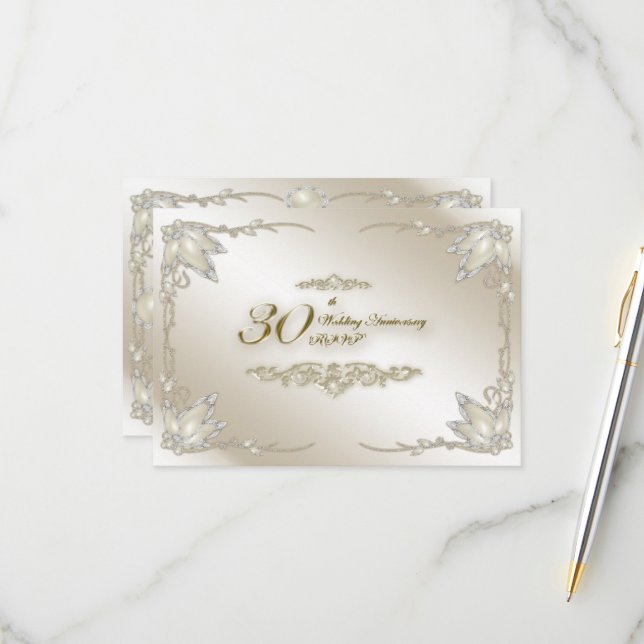 Cartão RSVP Confirmação de presença para 30 anos de casamento (Frente/Verso In Situ)