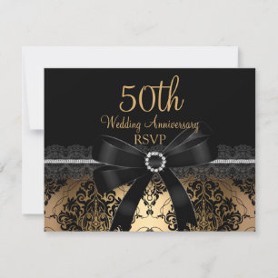 Cartão RSVP Confirmação de Presença para Aniversário de 50 ano