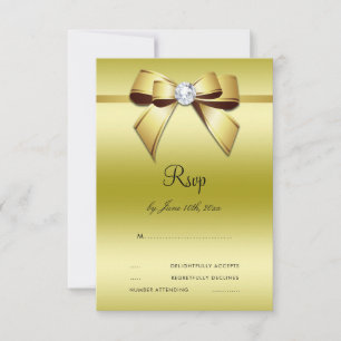 Cartão RSVP Confirmação de Presença para Bodas de Ouro com Laç