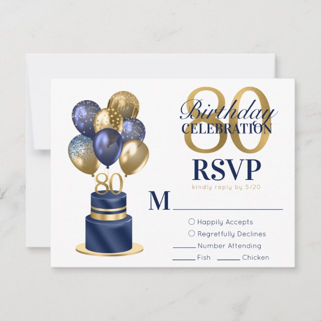 Cartão RSVP Confirmação de Presença para Bolo de Balão Azul Ma (Frente)