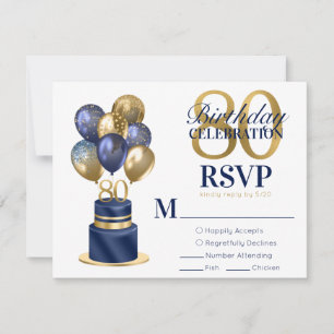 Cartão RSVP Confirmação de Presença para Bolo de Balão Azul Ma