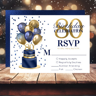 Cartão RSVP Confirmação de Presença para Bolo de Balão Azul Ma