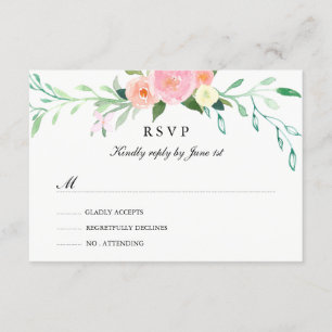 Cartão RSVP Confirmação de Presença para Casamento Aquarela de