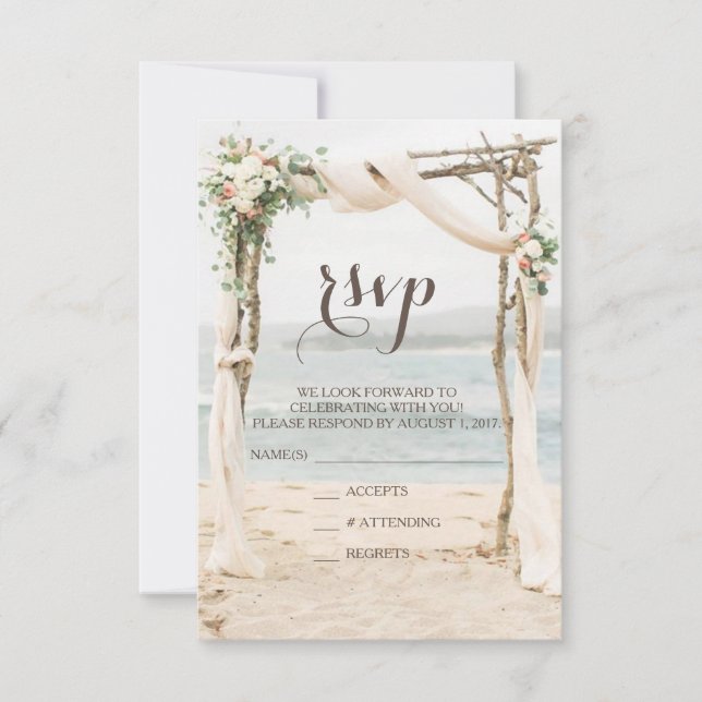 Cartão RSVP Confirmação de Presença para Casamento Beach Arbor (Frente)
