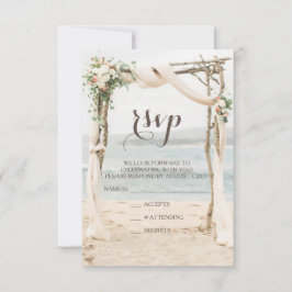 Cartão RSVP Confirmação de Presença para Casamento Beach Arbor