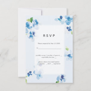 Cartão RSVP Confirmação de Presença para Casamento Blue and De