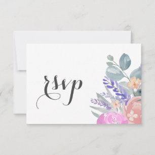Cartão RSVP Confirmação de Presença para Casamento Boho com Fl