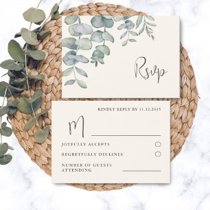 Cartão RSVP Confirmação de Presença para Casamento Boho Sage V