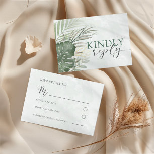 Cartão RSVP Confirmação de Presença para Casamento Boho Tropic