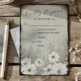 Cartão RSVP Confirmação de Presença para Casamento com Borbole