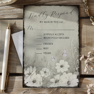 Cartão RSVP Confirmação de Presença para Casamento com Borbole