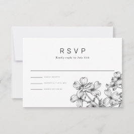 Cartão RSVP Confirmação de Presença para Casamento com Buquê d