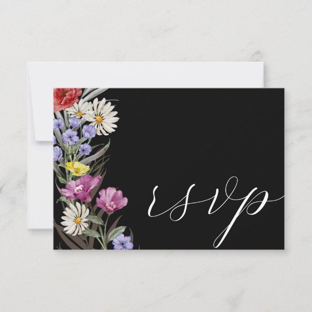Cartão RSVP Confirmação de Presença para Casamento com Flor Se (Frente)