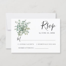 Cartão RSVP Confirmação de Presença para Casamento com Verde E