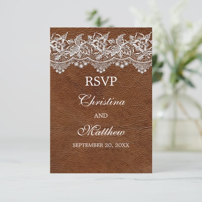 Cartão RSVP Confirmação de Presença para Casamento com Visual  (Em pé/Frente)