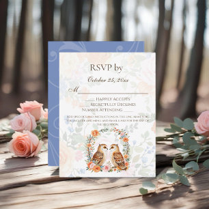 Cartão RSVP Confirmação de Presença para Casamento da Coruja d