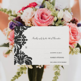 Cartão RSVP Confirmação de Presença para Casamento Damasco Pre