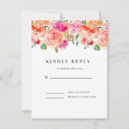 Cartão RSVP Confirmação de Presença para Casamento de Flores S