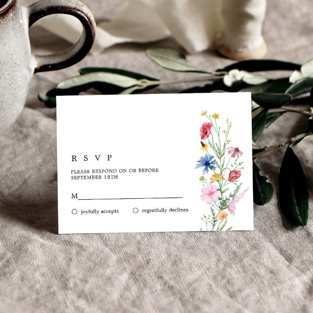 Cartão RSVP Confirmação de Presença para Casamento de Flores S (Criador carregado)