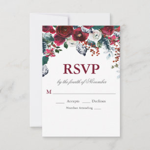 Cartão RSVP Confirmação de Presença para Casamento de Inverno