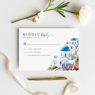 Cartão RSVP Confirmação de Presença para Casamento em Santorin
