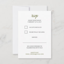 Cartão RSVP Confirmação de Presença para Casamento em Verde Sa