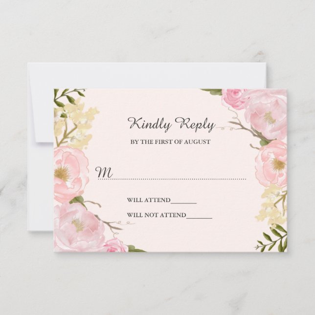 Cartão RSVP Confirmação de Presença para Casamento Floral Botâ (Frente)