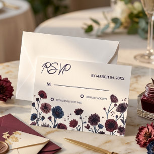Cartão RSVP Confirmação de Presença para Casamento Floral Burg