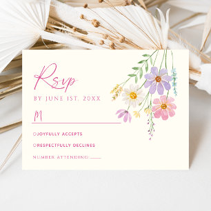 Cartão RSVP Confirmação de Presença para Casamento Floral de J