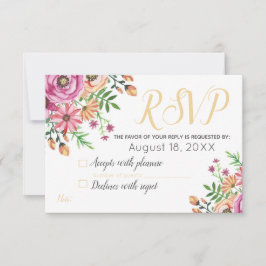 Cartão RSVP Confirmação de Presença para Casamento Floral Mode
