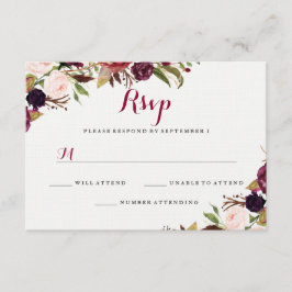 Cartão RSVP Confirmação de Presença para Casamento Floral Outo