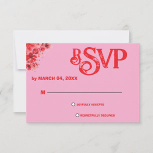 Cartão RSVP Confirmação de Presença para Casamento Floral Rosa