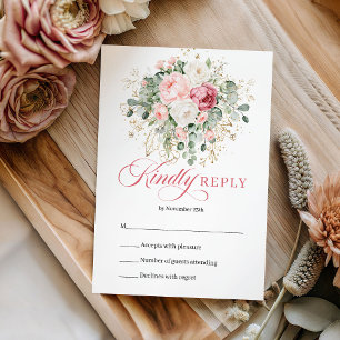 Cartão RSVP Confirmação de Presença para Casamento Floral Sofi