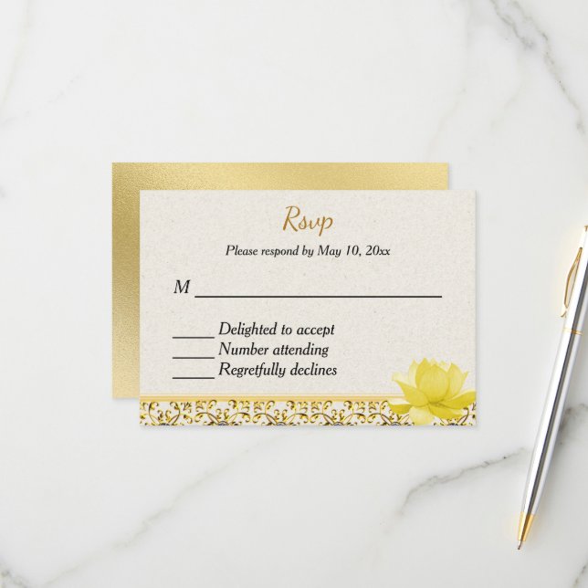 Cartão RSVP Confirmação de Presença para Casamento Hindu India (Frente/Verso In Situ)