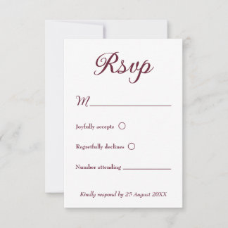 Cartão RSVP Confirmação de Presença para Casamento Minimalista