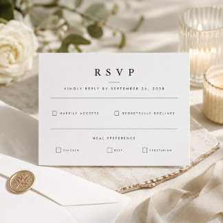 Cartão RSVP Confirmação de Presença para Casamento Minimalista