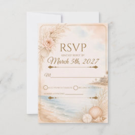 Cartão RSVP Confirmação de Presença para Casamento na Praia co