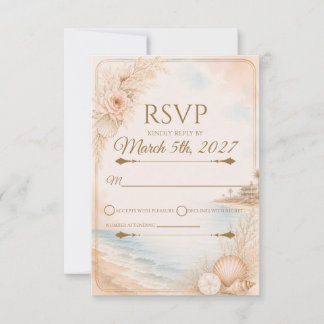 Cartão RSVP Confirmação de Presença para Casamento na Praia co